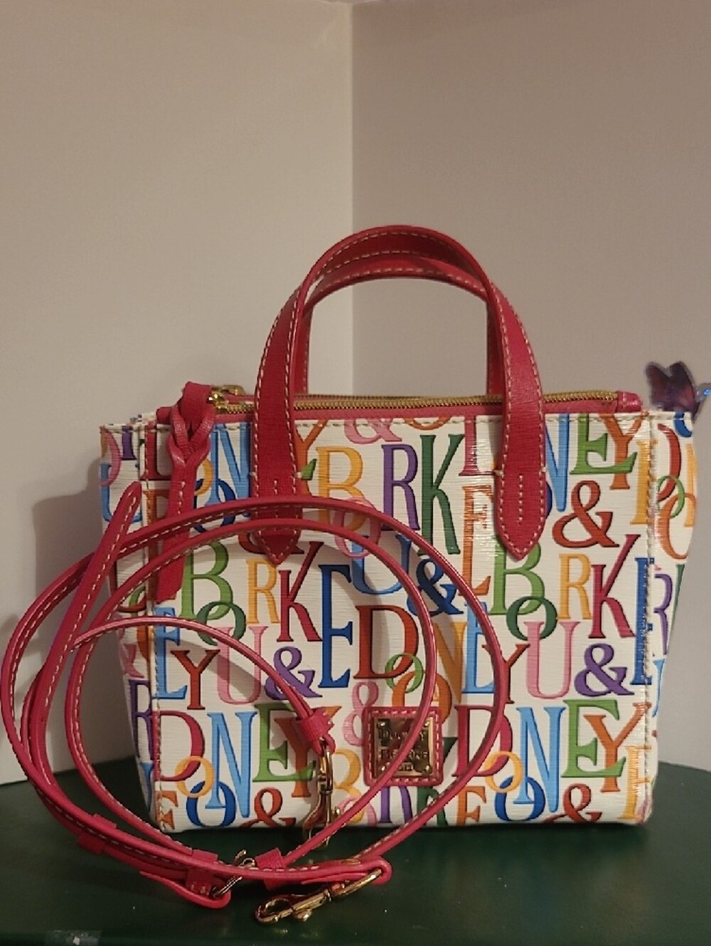 Vintage & Retired Dooney & Bourke Retro Grafica Ruby Mini Sachel. - Picture 9 of 10